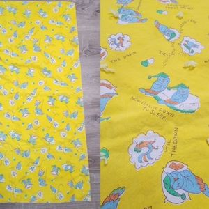 VINTAGE Handmade Owl Nursery Quilt "Now I Lay Me Down To Sleep" Blanket Yellow